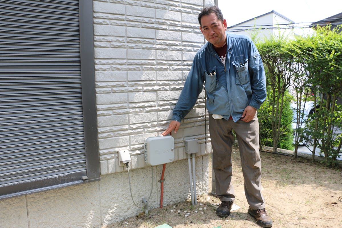 G&Aコーポレーションの成田社長と散水機